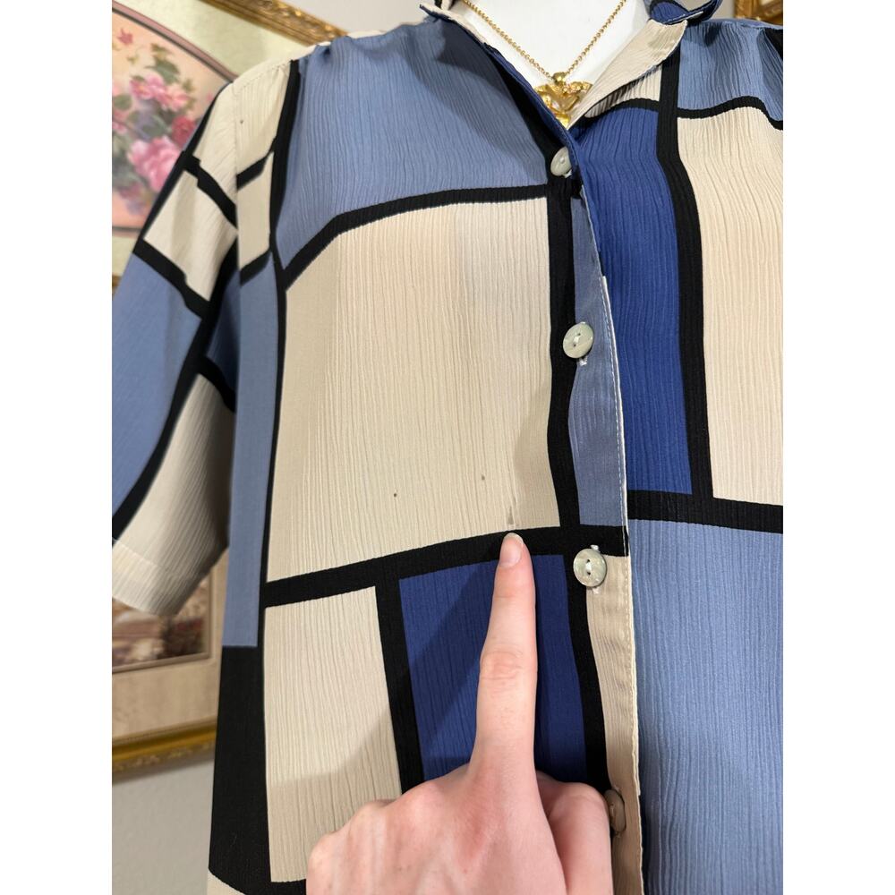Blue Block Button Up - Picture 3 of 5